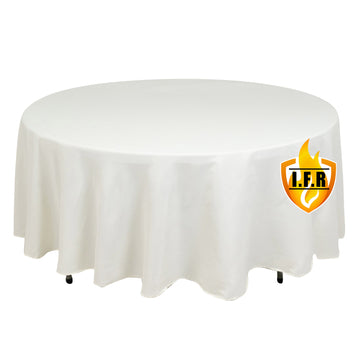 Fire Retardant Premium Polyester 108" Round Tablecloth Ivory - High-Performance Table Cover