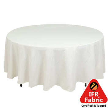 Fire Retardant Premium Polyester 108" Round Tablecloth Ivory - High-Performance Table Cover