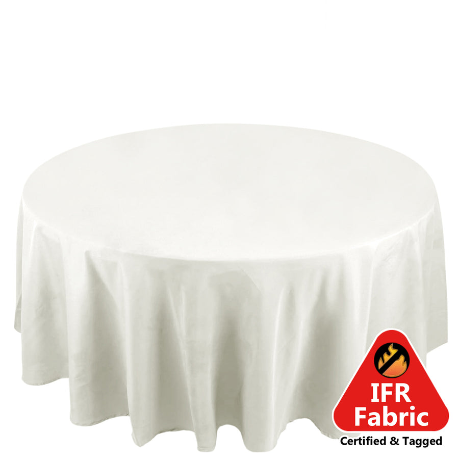 108" Fire Retardant Ivory Tablecloth Premium Polyester Round Table Cover