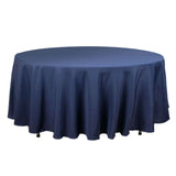 108" Fire Retardant Navy Blue Tablecloth Premium Polyester Round Table Cover