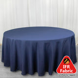 108" Fire Retardant Navy Blue Tablecloth Premium Polyester Round Table Cover