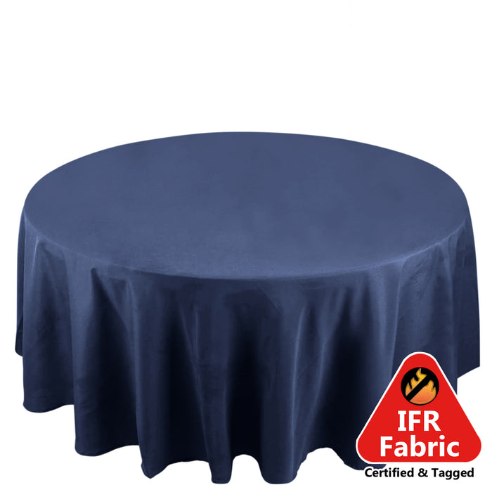 108" Fire Retardant Navy Blue Tablecloth Premium Polyester Round Table Cover