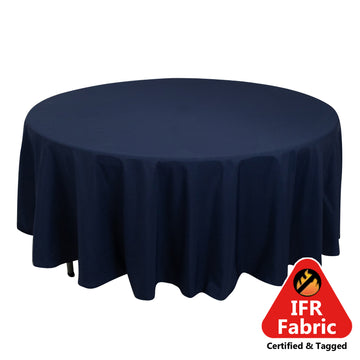 Fire Retardant Premium Polyester 108" Round Tablecloth Navy Blue - High-Performance Table Cover