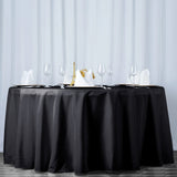 Black Seamless Polyester Round Tablecloth 120inch Inherently Flame Retardant Table Cover