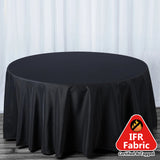 Black Seamless Polyester Round Tablecloth 120inch Inherently Flame Retardant Table Cover