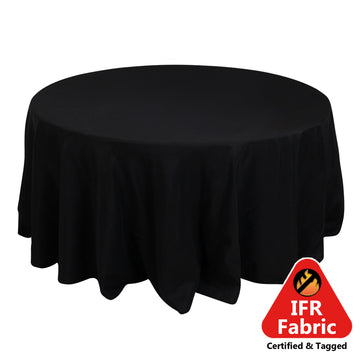 Fire Retardant Premium Polyester 120" Round Tablecloth Black - High-Performance Seamless Table Cover