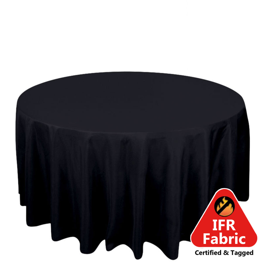 Black Seamless Polyester Round Tablecloth 120inch Inherently Flame Retardant Table Cover