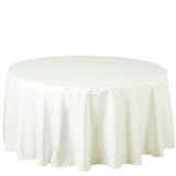 Ivory Seamless Polyester Round Tablecloth 120inch Inherently Flame Retardant Table Cover