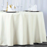 Ivory Seamless Polyester Round Tablecloth 120inch Inherently Flame Retardant Table Cover