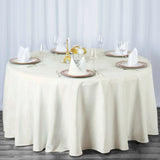 Ivory Seamless Polyester Round Tablecloth 120inch Inherently Flame Retardant Table Cover