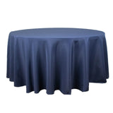 Navy Blue Seamless Polyester Round Tablecloth 120inch Inherently Flame Retardant Table Cover