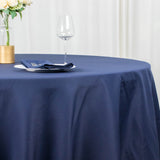 Navy Blue Seamless Polyester Round Tablecloth 120inch Inherently Flame Retardant Table Cover