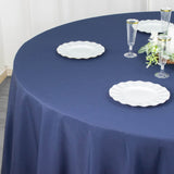 Navy Blue Seamless Polyester Round Tablecloth 120inch Inherently Flame Retardant Table Cover