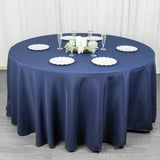 Navy Blue Seamless Polyester Round Tablecloth 120inch Inherently Flame Retardant Table Cover