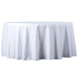 White Seamless Polyester Round Tablecloth 120inch Inherently Flame Retardant Table Cover