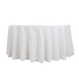 White Seamless Polyester Round Tablecloth 120inch Inherently Flame Retardant Table Cover