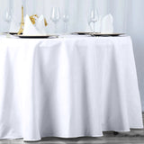 White Seamless Polyester Round Tablecloth 120inch Inherently Flame Retardant Table Cover