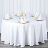 White Seamless Polyester Round Tablecloth 120inch Inherently Flame Retardant Table Cover