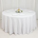 White Seamless Polyester Round Tablecloth 120inch Inherently Flame Retardant Table Cover