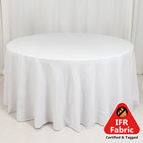 White Seamless Polyester Round Tablecloth 120inch Inherently Flame Retardant Table Cover