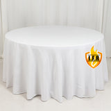 White Seamless Polyester Round Tablecloth 120inch Inherently Flame Retardant Table Cover