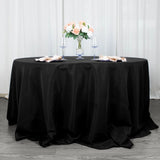 Black Seamless Premium Polyester Round Tablecloth 132inch Inherently Flame Retardant Table Cover