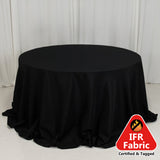 Black Seamless Premium Polyester Round Tablecloth 132inch Inherently Flame Retardant Table Cover