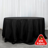 Black Seamless Premium Polyester Round Tablecloth 132inch Inherently Flame Retardant Table Cover