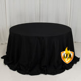 Black Seamless Premium Polyester Round Tablecloth 132inch Inherently Flame Retardant Table Cover