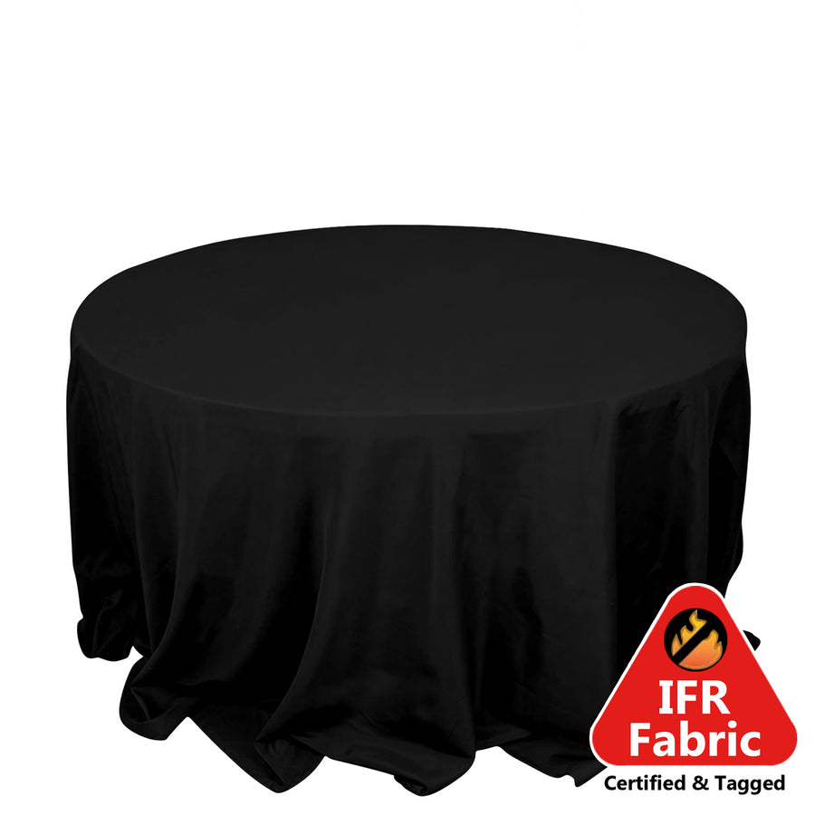 Black Seamless Premium Polyester Round Tablecloth 132inch Inherently Flame Retardant Table Cover