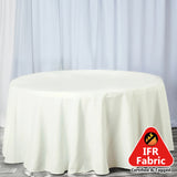 Ivory Seamless Premium Polyester Round Tablecloth 132inch Inherently Flame Retardant Table Cover