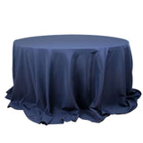 Navy Blue Seamless Premium Polyester Round Tablecloth 132inch Inherently Flame Retardant Table Cover