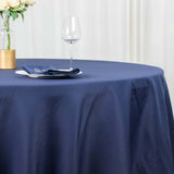 Navy Blue Seamless Premium Polyester Round Tablecloth 132inch Inherently Flame Retardant Table Cover