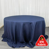 Navy Blue Seamless Premium Polyester Round Tablecloth 132inch Inherently Flame Retardant Table Cover