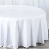 White Seamless Premium Polyester Round Tablecloth 132inch Inherently Flame Retardant Table