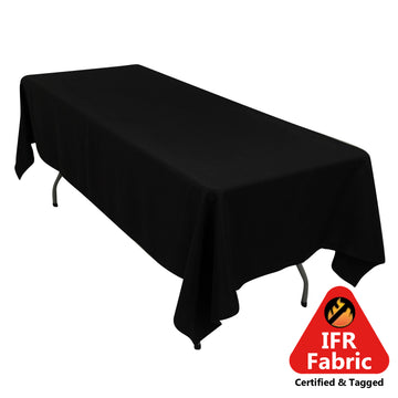 Fire Retardant Premium Polyester 60"x102" Rectangular Tablecloth Black - High-Performance Table Cover