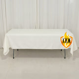 60"x102" Fire Retardant Ivory Tablecloth Premium Polyester Rectangular Table Cover