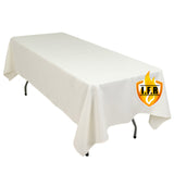 60"x102" Fire Retardant Ivory Tablecloth Premium Polyester Rectangular Table Cover