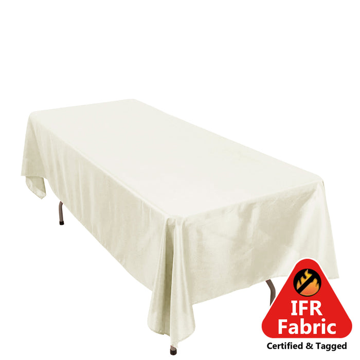 60"x102" Fire Retardant Ivory Tablecloth Premium Polyester Rectangular Table Cover