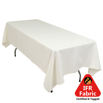 Fire Retardant Premium Polyester 60"x102" Rectangular Tablecloth Ivory - High-Performance Table Cover