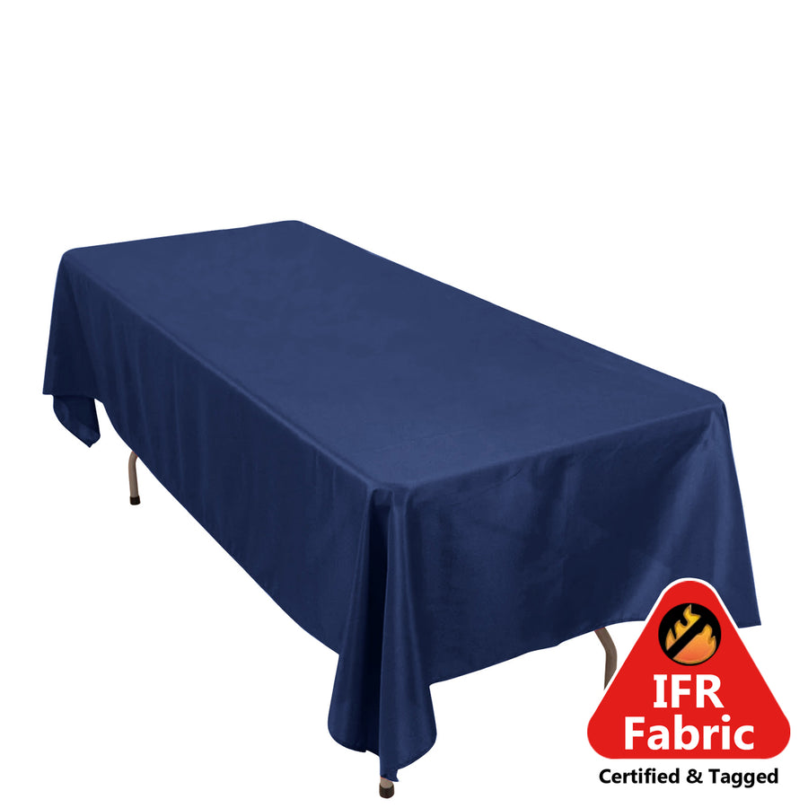 60"x102" Fire Retardant Navy Blue Tablecloth Premium Polyester Rectangular Table Cover