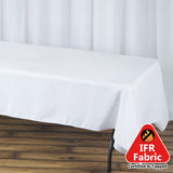 60"x102" Fire Retardant White Tablecloth Premium Polyester Rectangular Table Cover