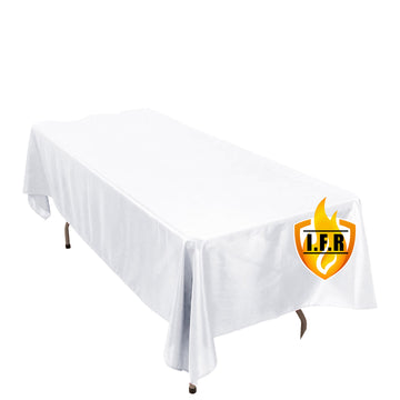 Fire Retardant Premium Polyester 60"x102" Rectangular Tablecloth White - Stylish High-Performance Table Cover for Large Gatherings