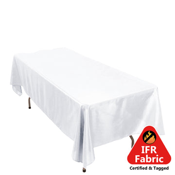 60"x102" Fire Retardant White Tablecloth Premium Polyester Rectangular Table Cover