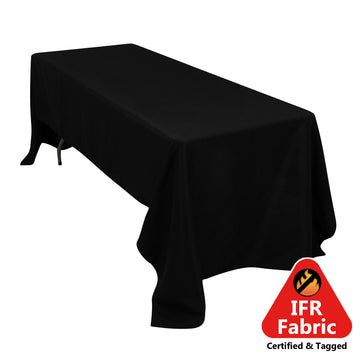 Fire Retardant Premium Polyester 60"x126" Rectangular Tablecloth Black - High-Performance Table Cover