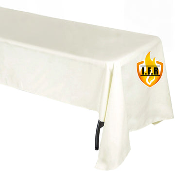 Fire Retardant Premium Polyester 60"x126" Rectangular Tablecloth Ivory - High-Performance Table Cover