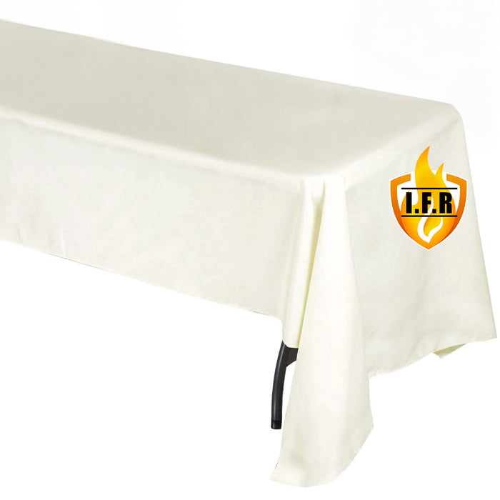 60"x126" Fire Retardant Ivory Tablecloth Premium Polyester Rectangular Table Cover