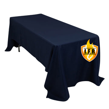 Fire Retardant Premium Polyester 60"x126" Rectangular Tablecloth Navy Blue - High-Performance Table Cover