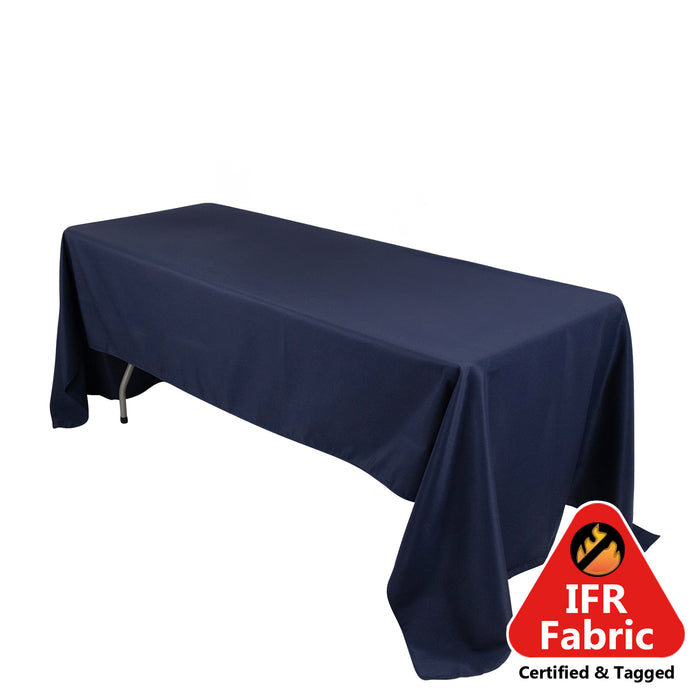 60"x126" Fire Retardant Navy Blue Tablecloth Premium Polyester Rectangular Table Cover