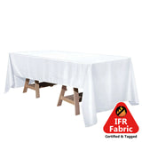 60"x126" Fire Retardant White Tablecloth Premium Polyester Rectangular Table Cover